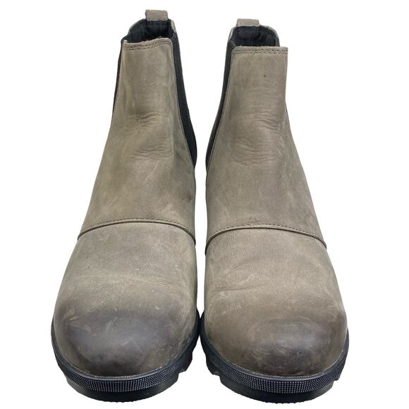 Sorel Women's Joan Of Arctic Olive Leather Hidden Wedge Chelsea Boots Size 9.5 - Picture 7 of 10